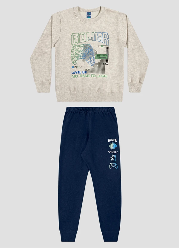 Reirex - Conjunto Blusão e Calça Jogger Mescla