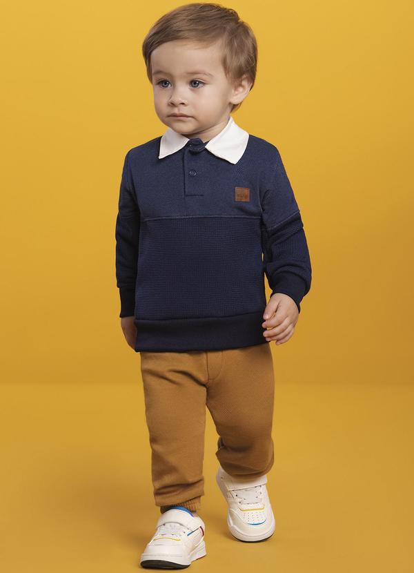 Ioluig - Conjunto Blusão e Calça Malha Alfaiataria Azul