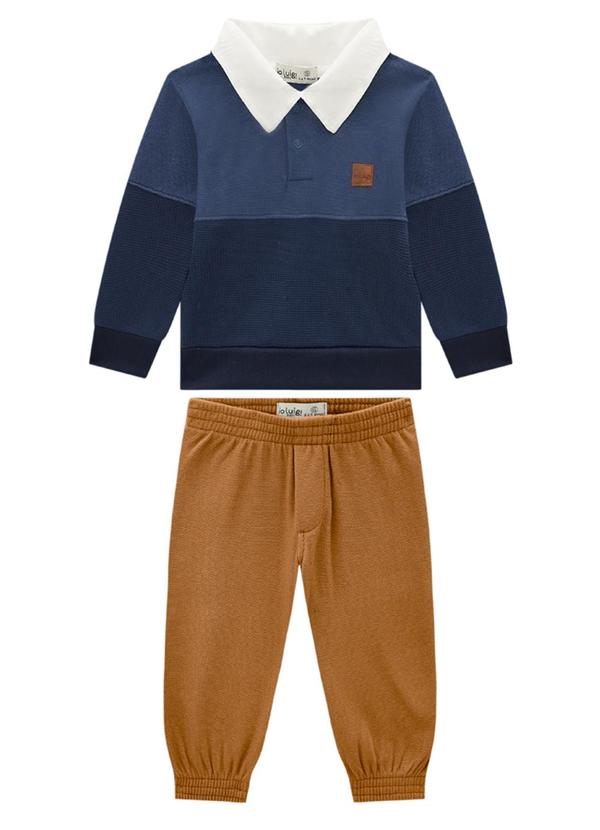 Ioluig - Conjunto Blusão e Calça Malha Alfaiataria Azul 2