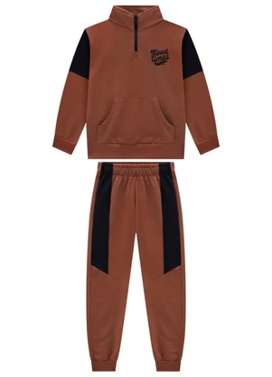 Ioluig - Conjunto Blusão e Calça Malha Tricot Marrom - IOLUIG