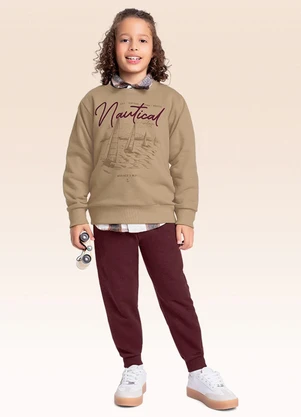Fakini Kids - Conjunto Blusão e Calça Marrom - FAKINI KIDS