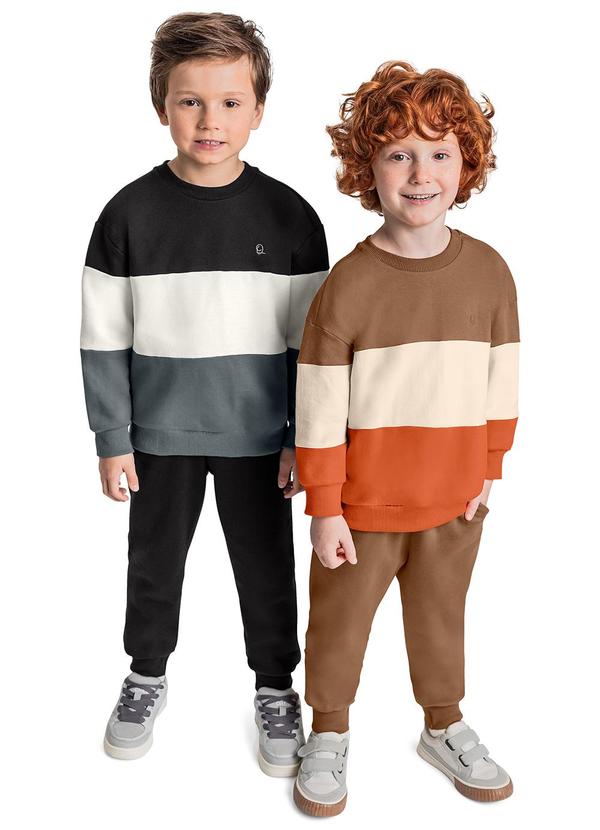 Quimby - Conjunto Blusão e Calça Menino Marrom 2