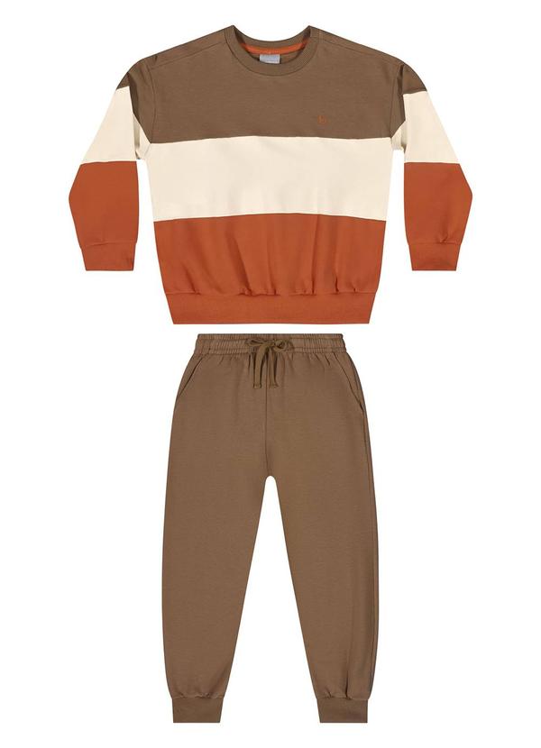 Quimby - Conjunto Blusão e Calça Menino Marrom 3