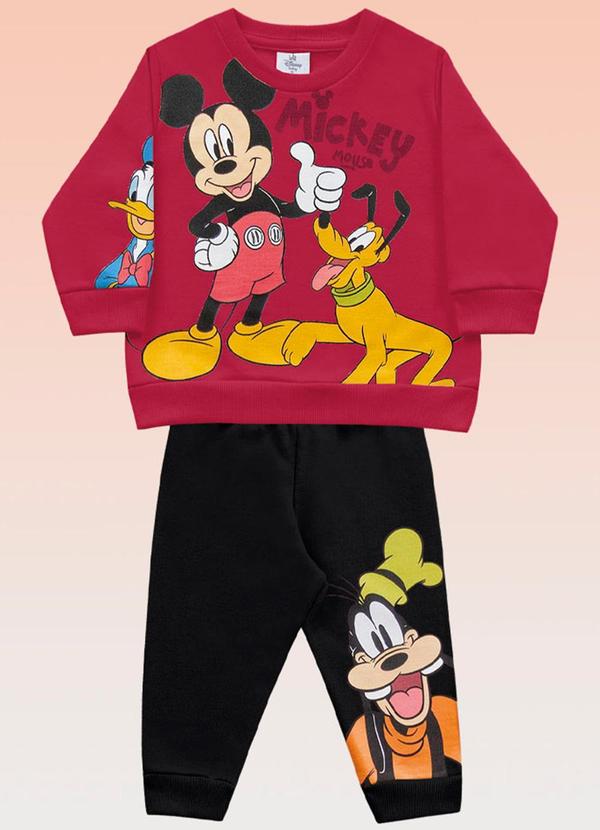 Fakini Kids - Conjunto Blusão e Calça Mickey Disney Preto