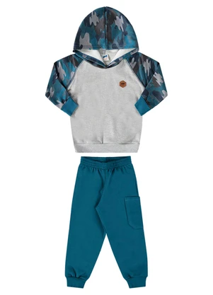 Marlan - Conjunto Blusão e Calça Moletom Camuflado Cinza - MARLAN