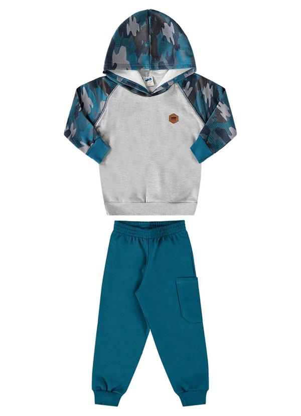 Marlan - Conjunto Blusão e Calça Moletom Camuflado Cinza