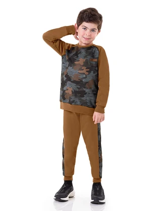 Marlan - Conjunto Blusão e Calça Moletom Camuflado Cinza - MARLAN