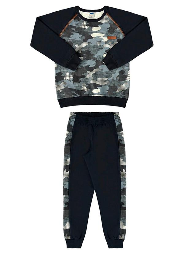 Marlan - Conjunto Blusão e Calça Moletom Camuflado Preto