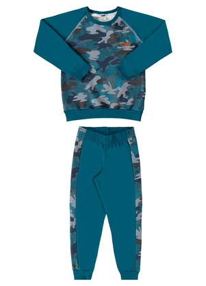 Marlan - Conjunto Blusão e Calça Moletom Camuflado Verde - MARLAN