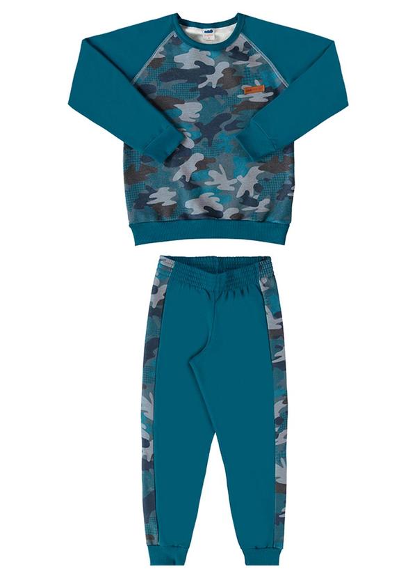 Marlan - Conjunto Blusão e Calça Moletom Camuflado Verde