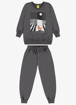 Rovi Kids - Conjunto Blusão e Calça Moletom Cinza - ROVI KIDS