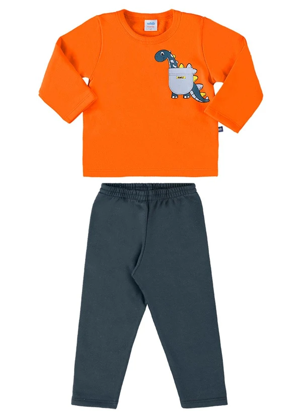 Marlan - Conjunto Blusão e Calça Moletom Dino Laranja 2