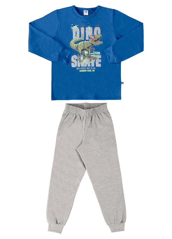 Marlan - Conjunto Blusão e Calça Moletom Dino Skate Azul 2