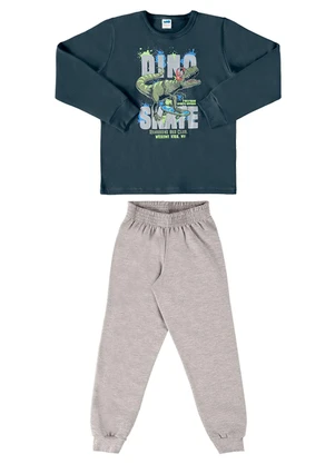 Marlan - Conjunto Blusão e Calça Moletom Dino Skate Cinza - MARLAN