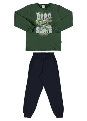 Marlan - Conjunto Blusão e Calça Moletom Dino Skate Verde - MARLAN