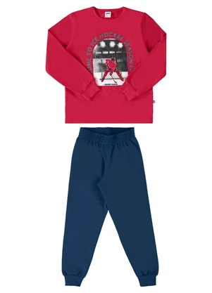 Marlan - Conjunto Blusão e Calça Moletom Hockey Vermelho - MARLAN