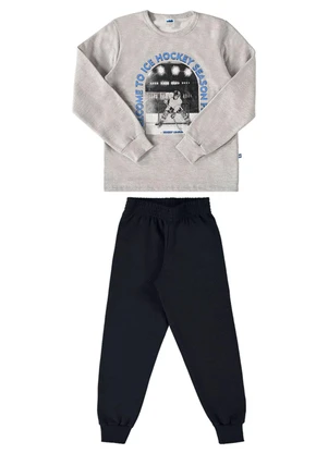 Marlan - Conjunto Blusão e Calça Moletom Ive Hockey Cinza - MARLAN