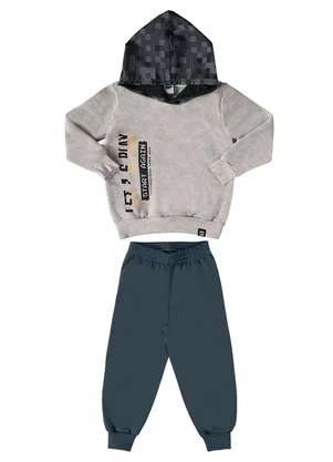 Marlan - Conjunto Blusão e Calça Moletom Let'S Play Cinza - MARLAN