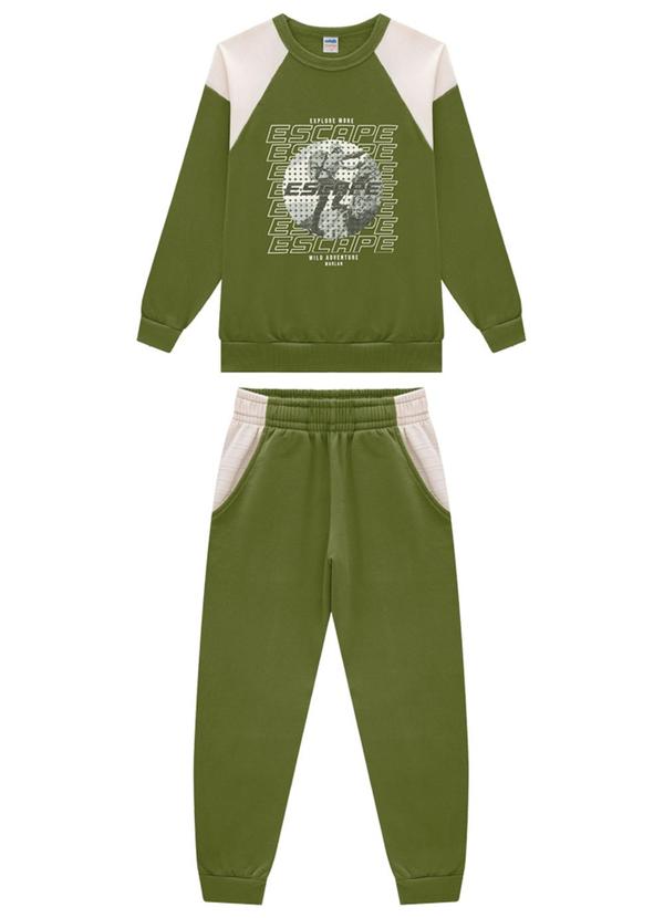 Marlan - Conjunto Blusão e Calça Moletom Listra Verde 2