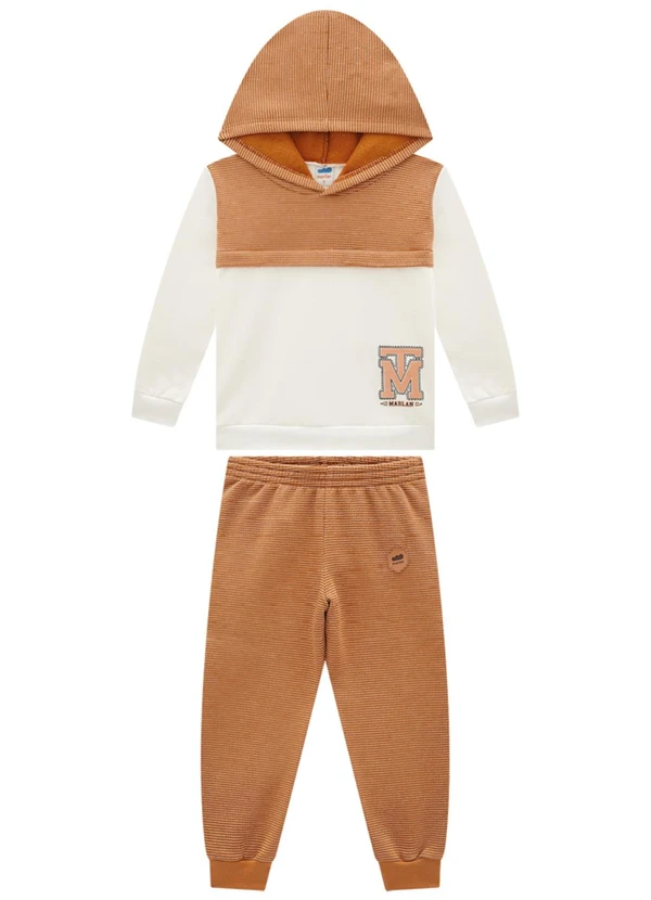 Marlan - Conjunto Blusão e Calça Moletom Marrom