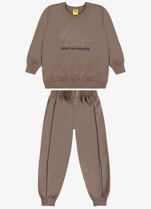 Rovi Kids - Conjunto Blusão e Calça Moletom Marrom - ROVI KIDS