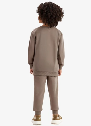 Rovi Kids - Conjunto Blusão e Calça Moletom Marrom - ROVI KIDS