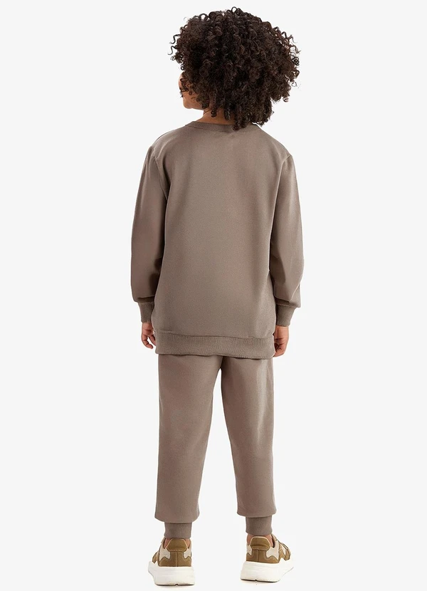 Rovi Kids - Conjunto Blusão e Calça Moletom Marrom 2