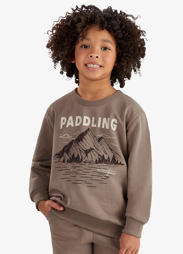 Rovi Kids - Conjunto Blusão e Calça Moletom Marrom 4