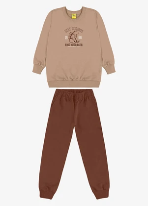 Rovi Kids - Conjunto Blusão e Calça Moletom Marrom - ROVI KIDS