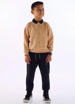 Quimby - Conjunto Blusão e Calça Moletom Marrom - QUIMBY