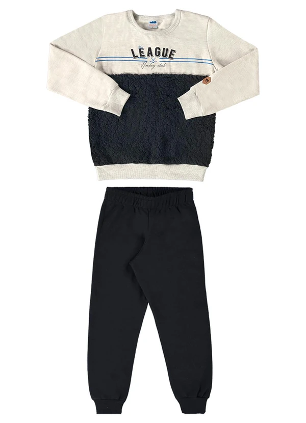 Marlan - Conjunto Blusão e Calça Moletom Pelo Cinza 2