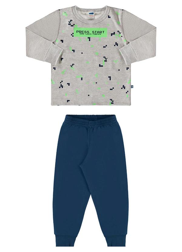 Marlan - Conjunto Blusão e Calça Moletom Press Cinza