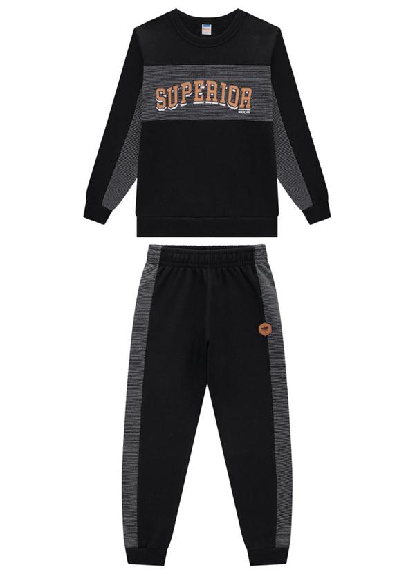 Marlan - Conjunto Blusão e Calça Moletom Preto