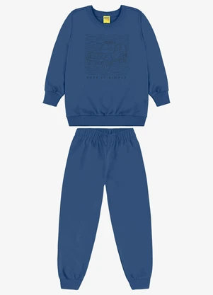 Rovi Kids - Conjunto Blusão e Calça Moletom Sarjado Azul - ROVI KIDS