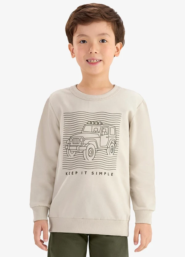 Rovi Kids - Conjunto Blusão e Calça Moletom Sarjado Bege 4