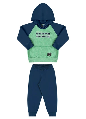 Marlan - Conjunto Blusão e Calça Moletom Skate Azul - MARLAN