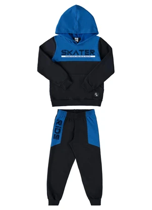 Marlan - Conjunto Blusão e Calça Moletom Skater Azul - MARLAN