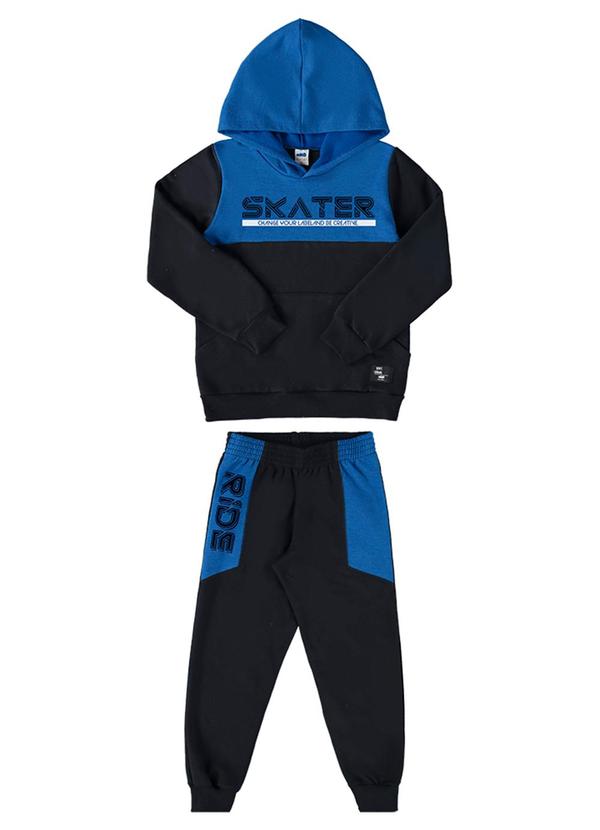 Marlan - Conjunto Blusão e Calça Moletom Skater Azul