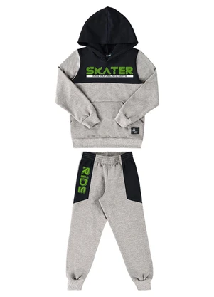 Marlan - Conjunto Blusão e Calça Moletom Skater Preto - MARLAN