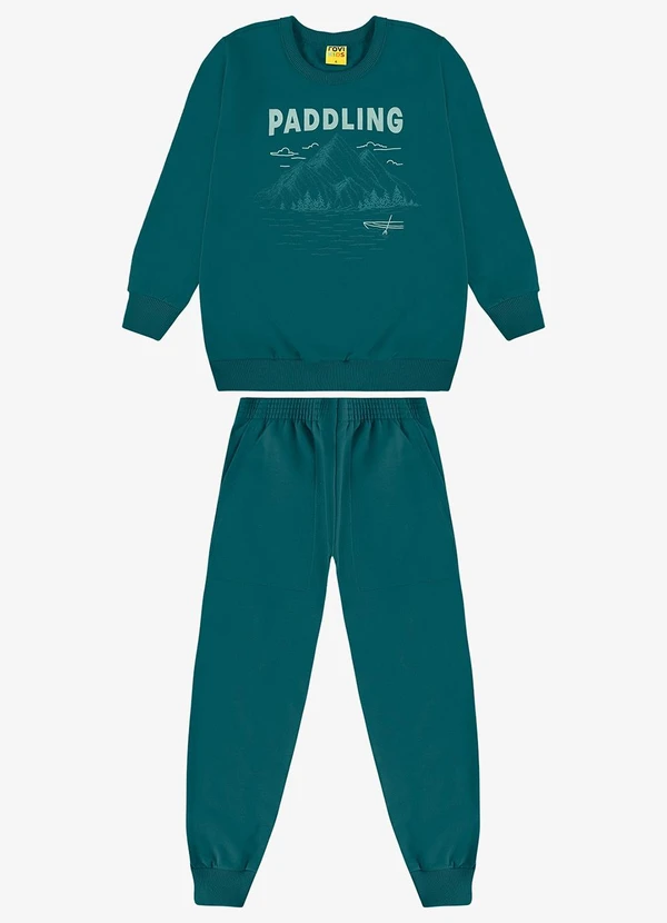 Rovi Kids - Conjunto Blusão e Calça Moletom Verde