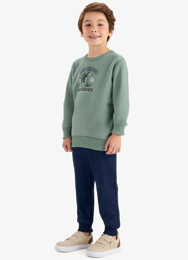 Rovi Kids - Conjunto Blusão e Calça Moletom Verde 3