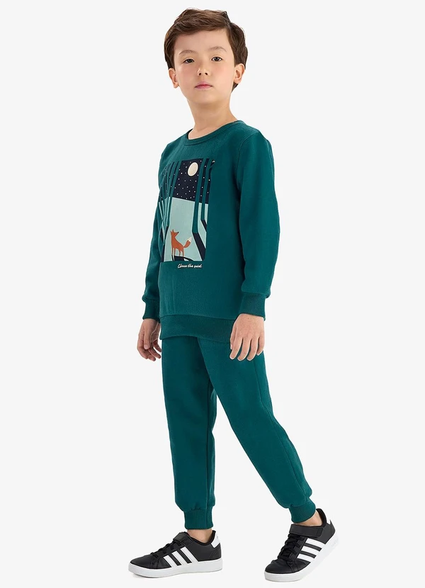 Rovi Kids - Conjunto Blusão e Calça Moletom Verde 3