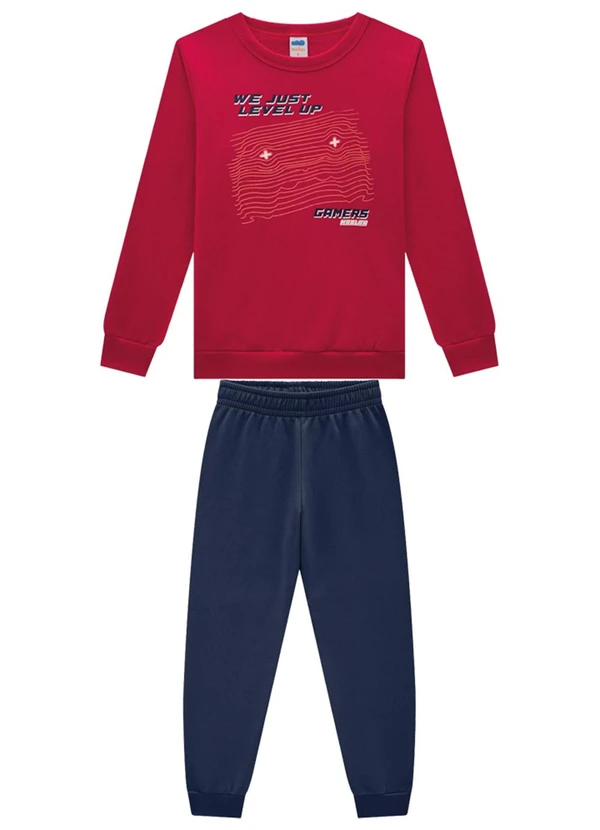 Marlan - Conjunto Blusão e Calça Moletom Vermelho