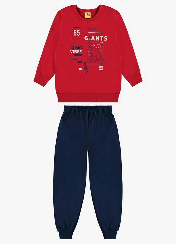 Rovi Kids - Conjunto Blusão e Calça Moletom Vermelho