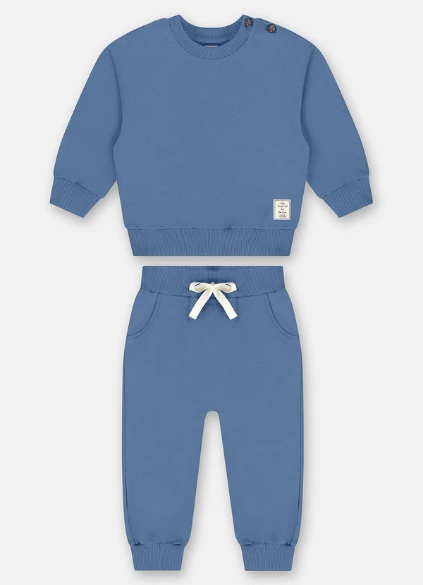 Up Baby - Conjunto Blusão e Calça Nature Azul