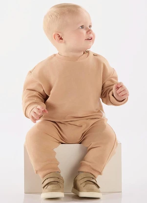 Up Baby - Conjunto Blusão e Calça Nature Marrom - UP BABY