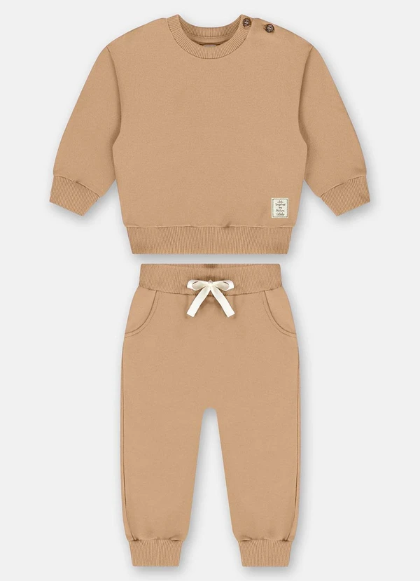 Up Baby - Conjunto Blusão e Calça Nature Marrom 2