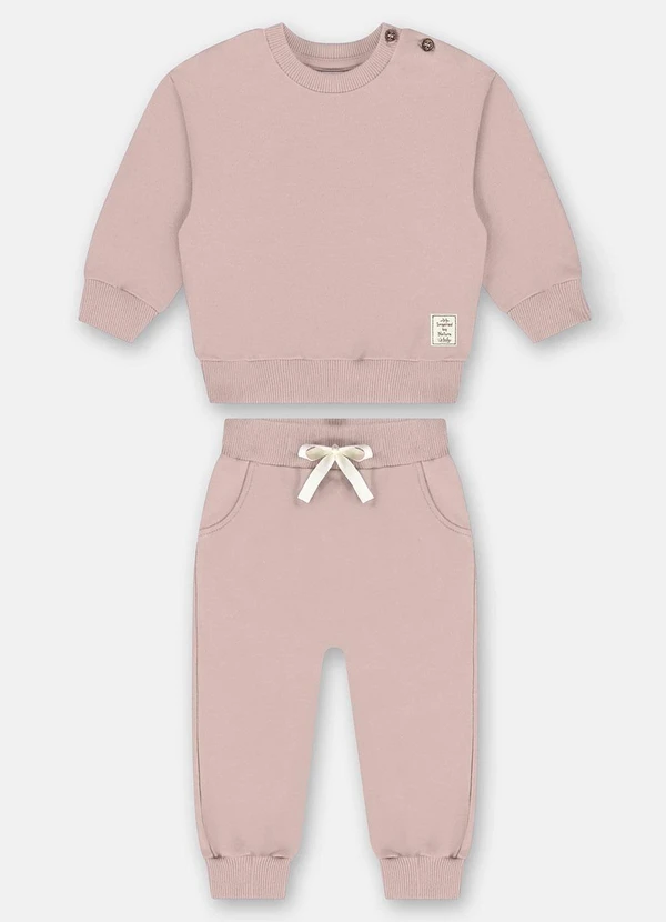 Up Baby - Conjunto Blusão e Calça Nature Rosa 2