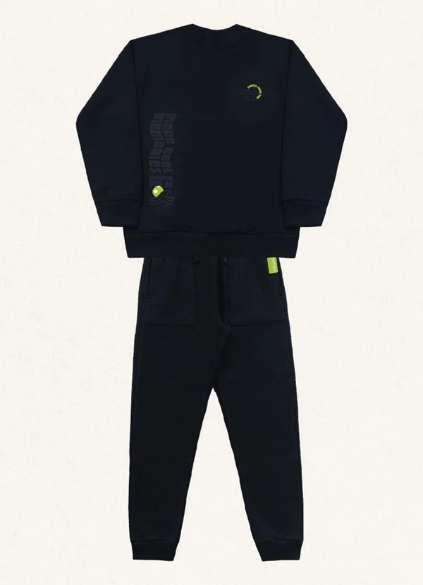 Fakini Kids - Conjunto Blusão e Calça Preto