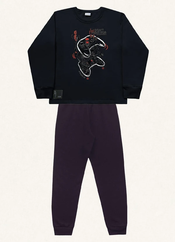 Fakini Kids - Conjunto Blusão e Calça Preto